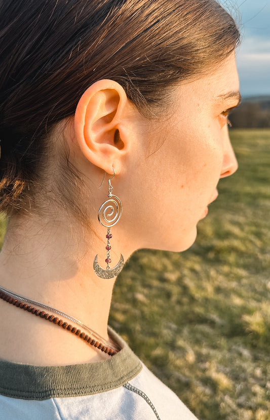 Moon Earrings | Amethyst | Silver